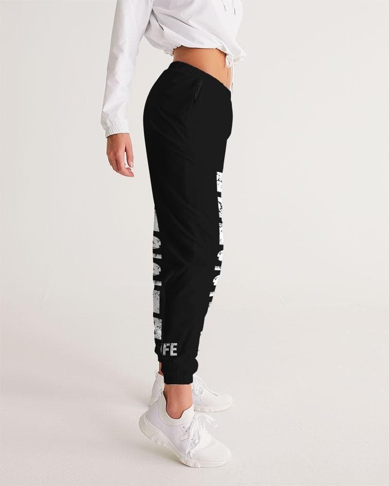Womens Track Pants - Black and White Blessed Graphic Sports Pants