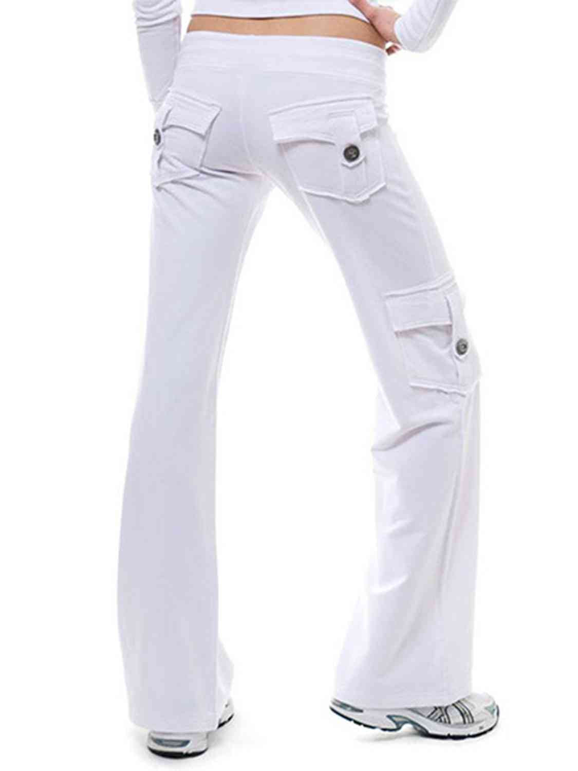 Full photo of Mid Waist Pants with Pockets-white