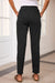 Back view of Drawstring Straight Pants with Pockets-black