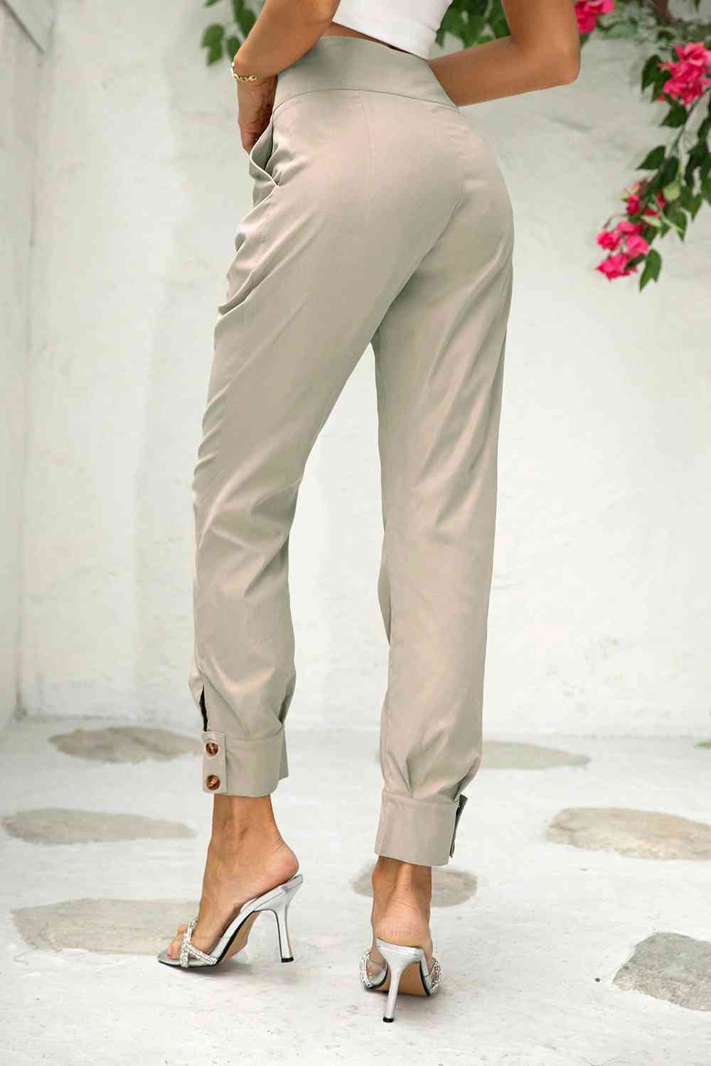 View of the back of Straight Leg Pants with Pockets