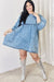 model showing hem of Full Size Oversized Denim Babydoll Dress
