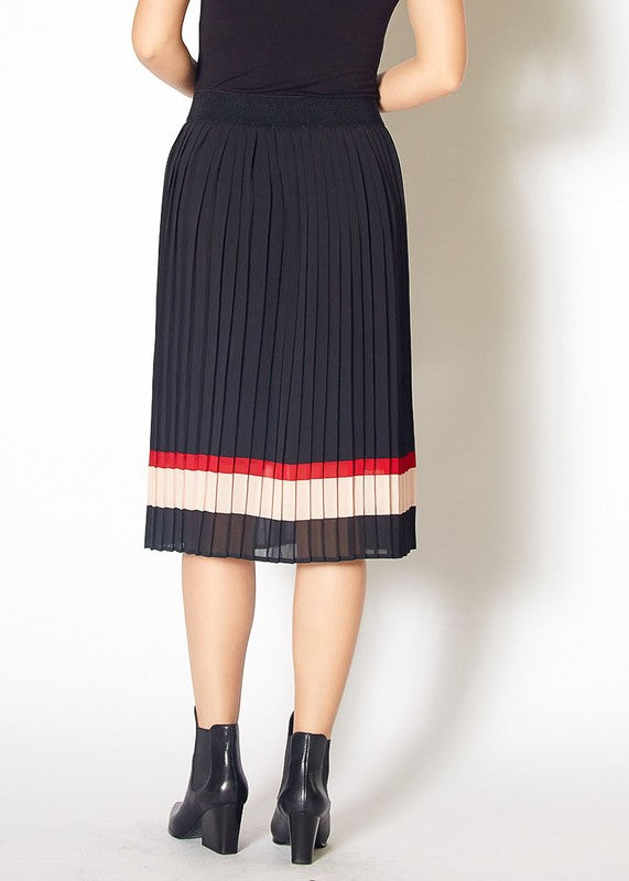 Pleione Pleated Chiffon Striped Dress in XS XL
