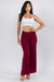 Another front view of SOLID HIGH WAIST WIDE LEG PANTS-burgundy