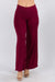 Front view of SOLID HIGH WAIST WIDE LEG PANTS-burgundy