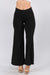 Close up view of SOLID HIGH WAIST WIDE LEG PANTS-black