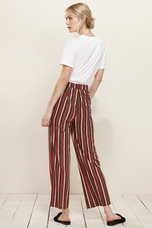 view of the back of MULTI STRIPED WIDE LEG PANTS 