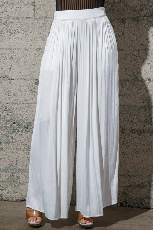 Full view of Full Pleated Dressy Pants-white