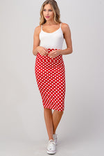 Red polka dot pencil skirt