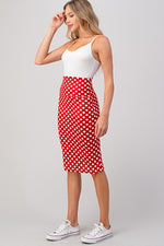 Red polka dot pencil skirt