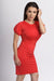 Left side view of Butterfly Tulip Dress-red