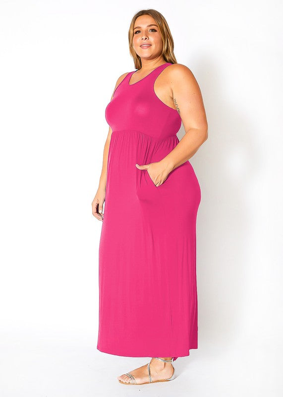 Plus Size Sleeveless Ruched Maxi Dress for Effortless Style ROYAL BLUE / 1X Plus Size Sleeveless Ruched Maxi Dress for Effortless Style ROYAL BLUE / 1X