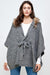 front view of Hoodie Sweater Cardigan Poncho Fur Trim Top