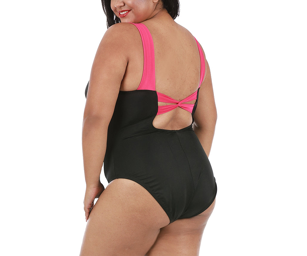 InstantFigure Curvy Contrast Trim One Piece Swimsuit 13496PC by InstantFigure INC