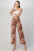 Full view of LIGHT WEIGHT CORDUROY FLORAL WIDE LEG PANTS