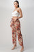 Left side view of LIGHT WEIGHT CORDUROY FLORAL WIDE LEG PANTS