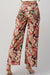 View of the back of LIGHT WEIGHT CORDUROY FLORAL WIDE LEG PANTS