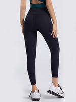 Back view of black Wide Waistband Sports Leggings 