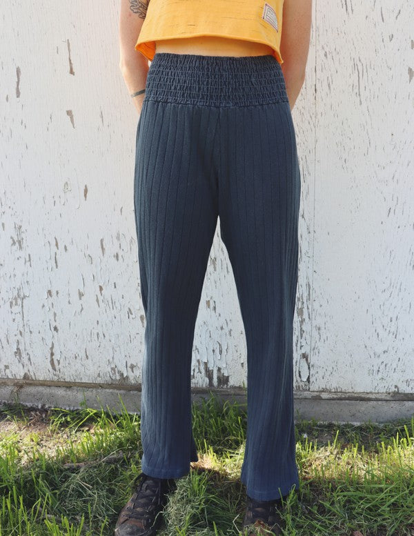 Close up view of Desert Pants- Indigo