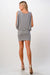 Full body view of the back of Double Layered Banded Bottom Mini Dress