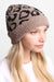 Winter Leopard Print Ribbed Cuff Beanie Hat