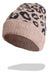 Winter Leopard Print Ribbed Cuff Beanie Hat