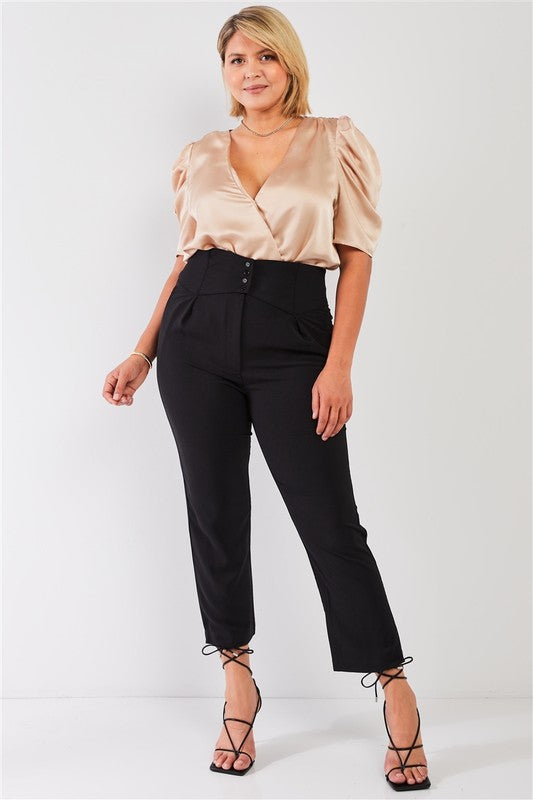 Full view of High Waisted Classic Pegged Formal Pants