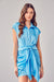 Full view of COLLAR BUTTON UP FRONT TIE DRESS