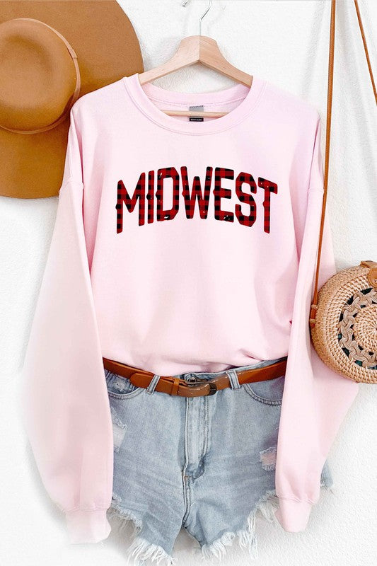 PLAID MIDWEST GRAPHIC SWEATSHIRT