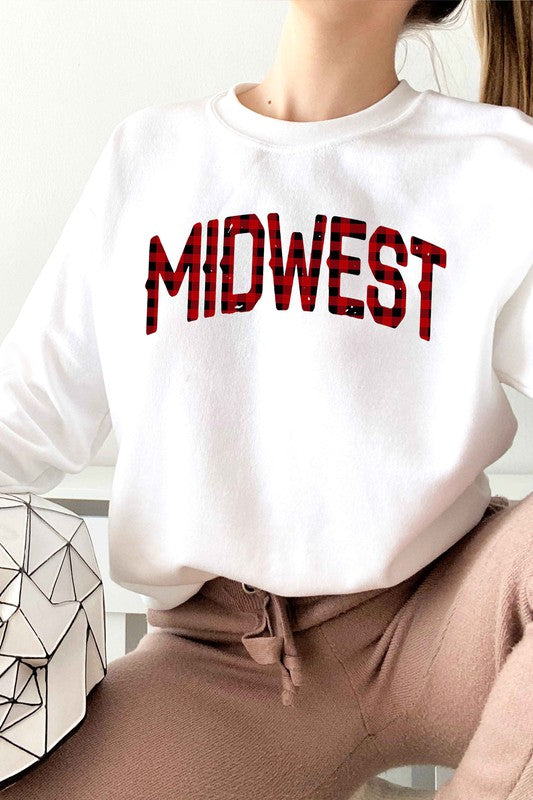 PLAID MIDWEST GRAPHIC SWEATSHIRT
