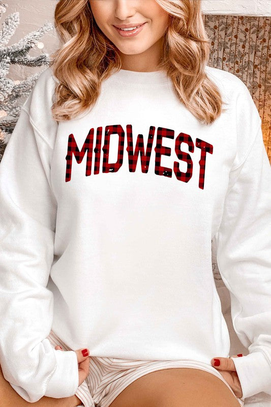 PLAID MIDWEST GRAPHIC SWEATSHIRT