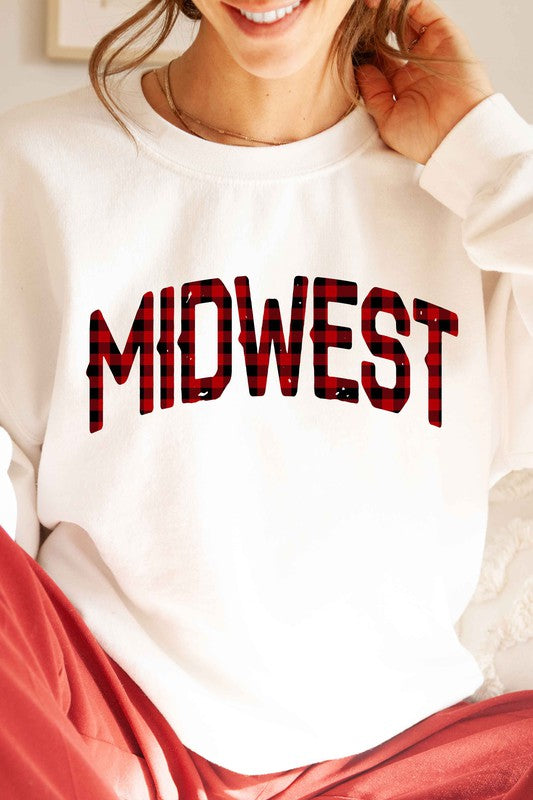 PLAID MIDWEST GRAPHIC SWEATSHIRT
