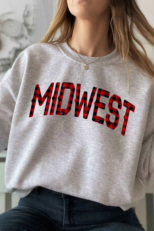PLAID MIDWEST GRAPHIC SWEATSHIRT