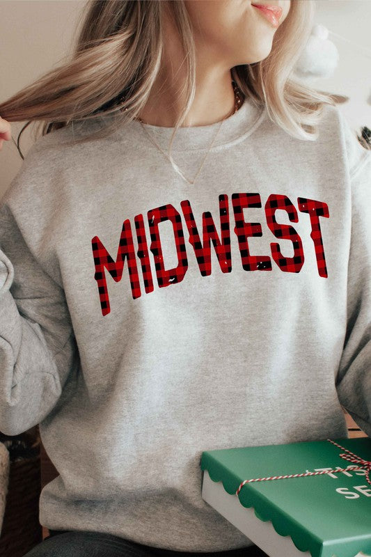 PLAID MIDWEST GRAPHIC SWEATSHIRT