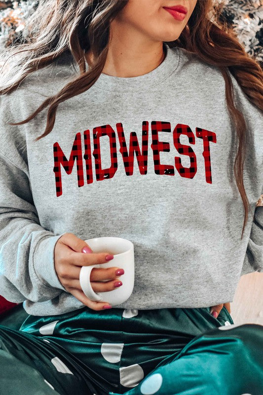 PLAID MIDWEST GRAPHIC SWEATSHIRT