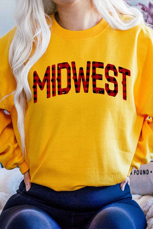 PLAID MIDWEST GRAPHIC SWEATSHIRT