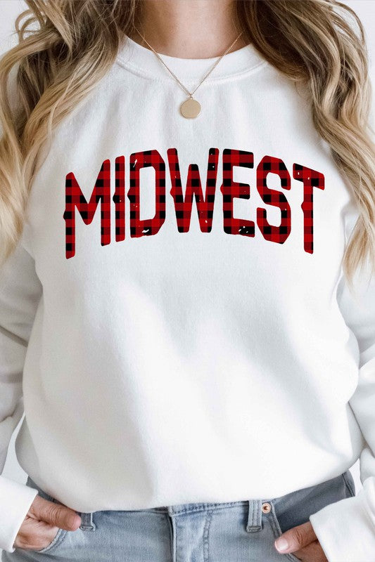 PLAID MIDWEST GRAPHIC SWEATSHIRT