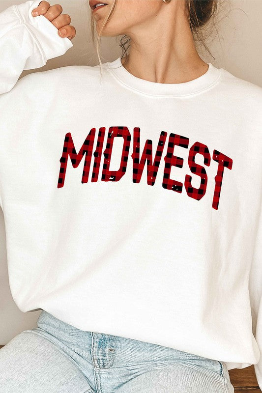 PLAID MIDWEST GRAPHIC SWEATSHIRT