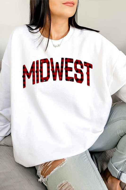 PLAID MIDWEST GRAPHIC SWEATSHIRT