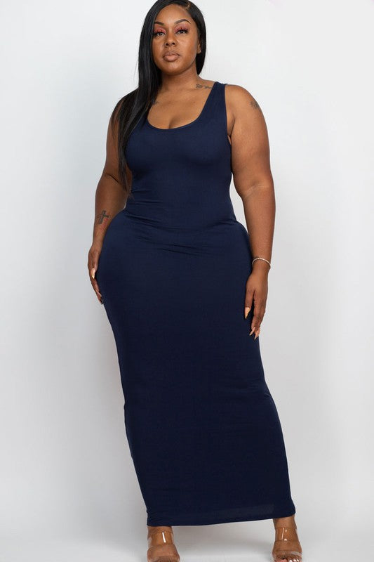 knee length dresses for ladies Plus Size Sleeveless Maxi Dress