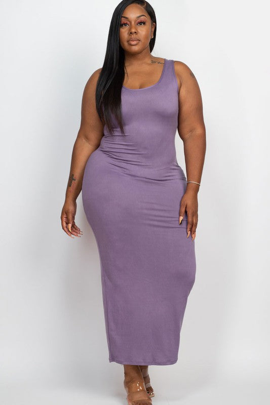plus size maxi dress Plus Size Solid Basic Maxi Dress