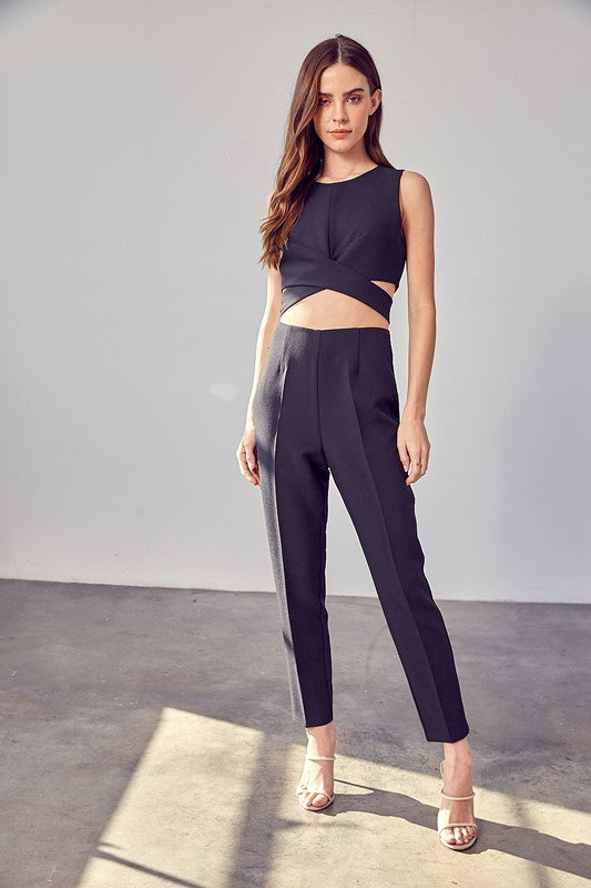 Full view of HIGH WAISTED SLIM PANTS