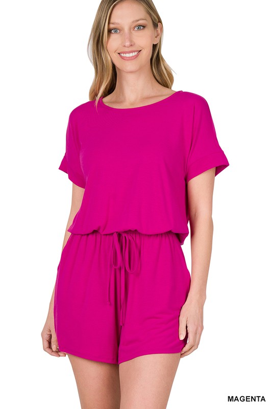 ROMPER WITH ELASTIC WAIST &amp; BACK KEYHOLE OPENING