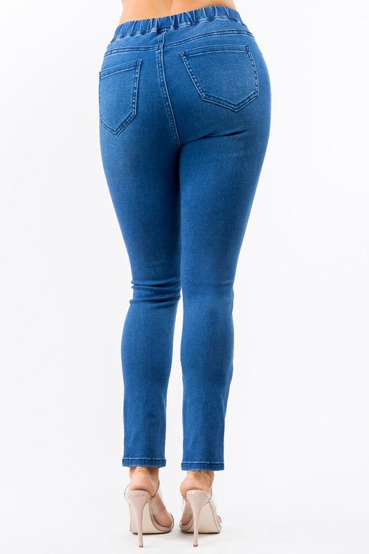PLUS SIZE BANDED HIGH WAIST SKINNY JEANS