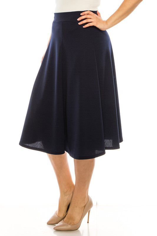 Plus size, paneled, A-line midi skirt