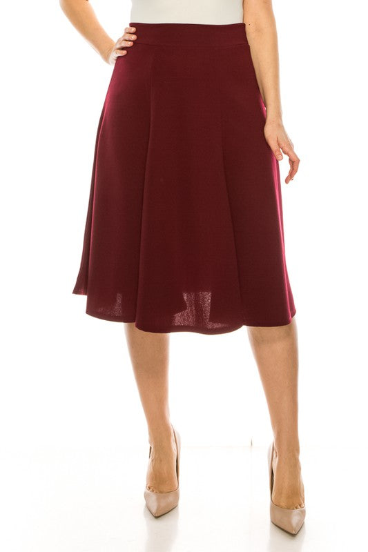 Plus size, paneled, A-line midi skirt