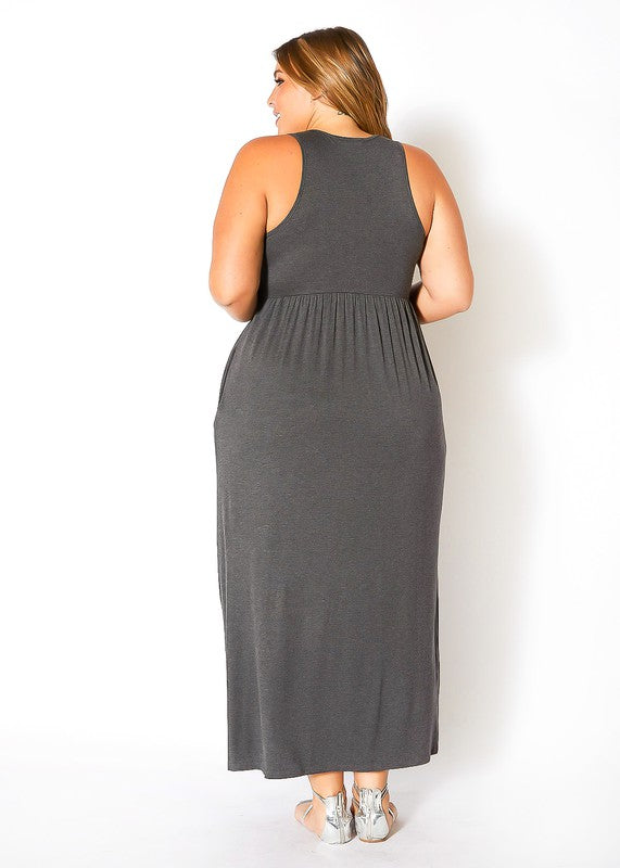 Plus Size Sleeveless Ruched Maxi Dress for Effortless Style ROYAL BLUE / 1X Plus Size Sleeveless Ruched Maxi Dress for Effortless Style ROYAL BLUE / 1X