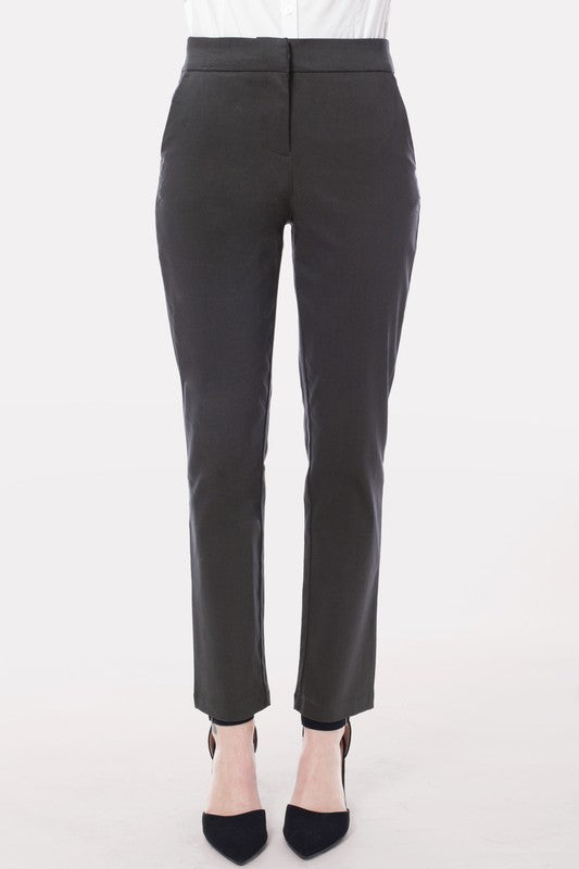 Close up view of Ultra Comfy Stretchy Office Slacks-charcoal