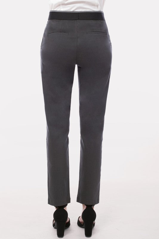 Back view of Ultra Comfy Stretchy Office Slacks-charcoal