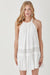 Front view of HALTER NECK TRIM LACE WITH FOLDED DETAIL DRESS-white