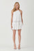 zoom out view of HALTER NECK TRIM LACE WITH FOLDED DETAIL DRESS- white